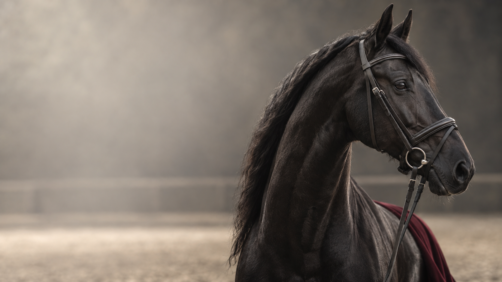 Editorial campaign portrait of a black horse