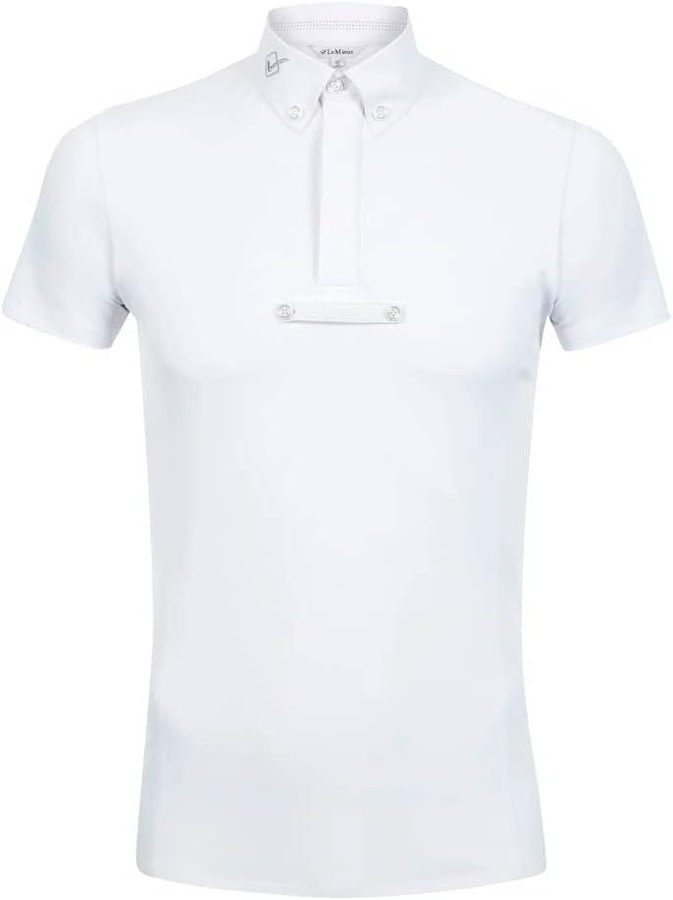 LeMieux Men's Monsieur Competition Shirt in White - IT018 Short Sleeve Tee with Laser Cut Vents - Comfortable Fit Equestrian T-Shirt